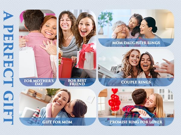 TEAMER Personalized Name Ring Stainless Steel Custom Promise Ring Adjustable Couples Rings Personalized Jewelry for Women Mother3