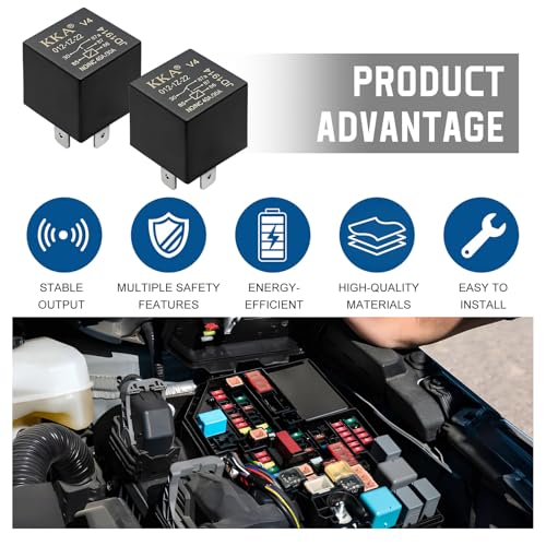 Relés de automóvil KPEOY 5 pines, 40A 12V, paquete de 4, relé de arranque impermeable, reemplazo para motores eléctricos y luces traseras de vehículo miniatura 3