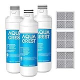 AQUACREST LT1000PC ADQ747935 MDJ64844601 NSF Certified Refrigerator Water Filter and Air Filter, Replacement for LG LT1000P, LT1000PC, LT-1000PC and LT120F, 3 Combo