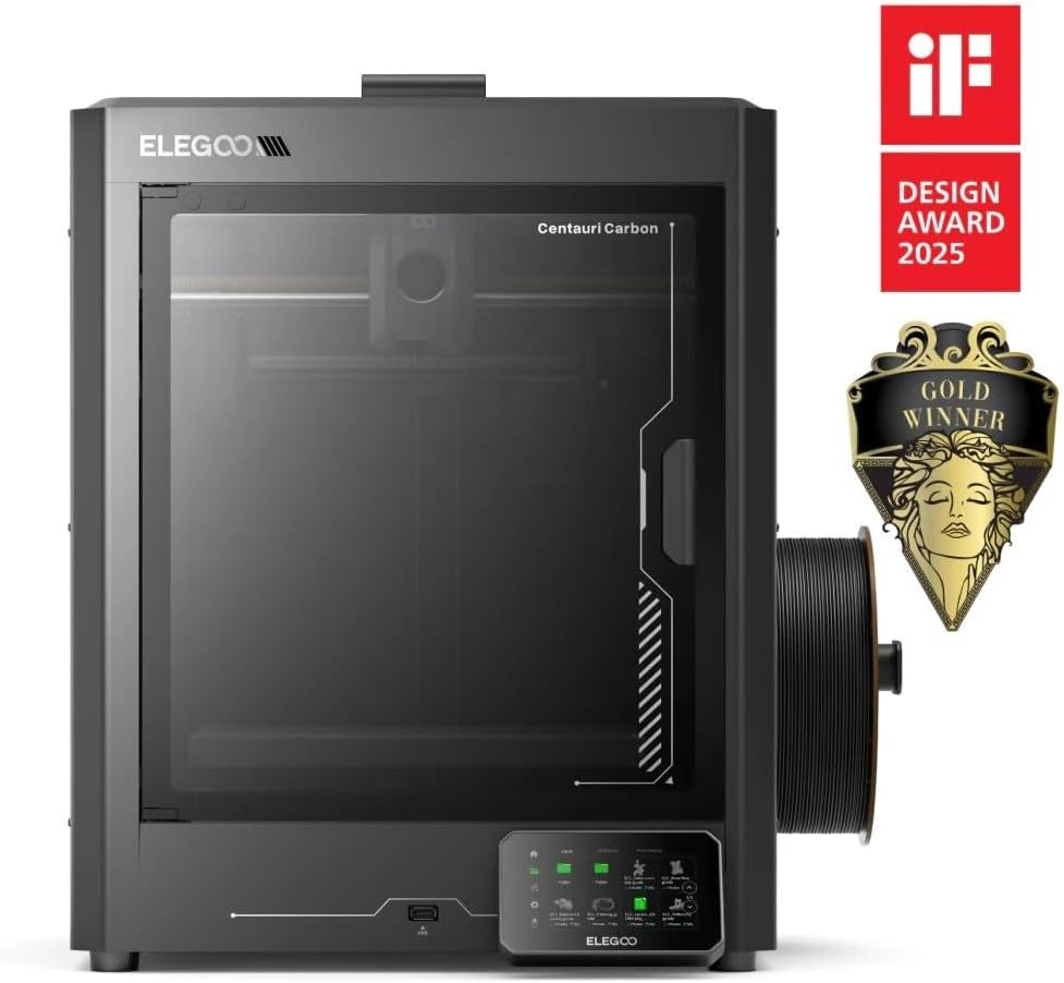 ELEGOO Centauri Carbon High-Speed Resin 3D Printer with 10K Monochrome LCD, Auto Leveling, Large Build Volume, Dual Z-Axis Linear Rails, Wi-Fi Connectivity, and Advanced Cooling System.