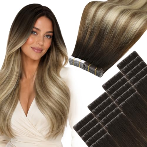 Moresoo Invisi Edge Tape in Extensions Brown Blonde Blend 18 Inch 40g