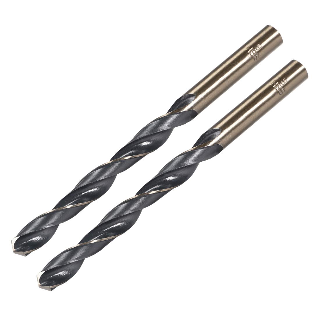 uxcell 2pcs Straight Shank Twist Drill Bits 9mm Gold Titanium & Black Nitride Coated High Speed Steel (HSS) 4341 with 9mm Shank for Stainless Steel Alloy Metal Plastic Wood