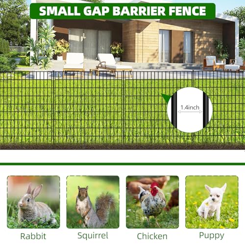 10 Panels Garden Fencing Animal Barrier, 33 in(H) X 24 ft(L) Dog Fence Outdoor for Yard Rustproof No Dig Decorative Garden Fence Metal Wire Panel Border Patio Rabbit Ground Stakes Fencing - Thumbnail 4