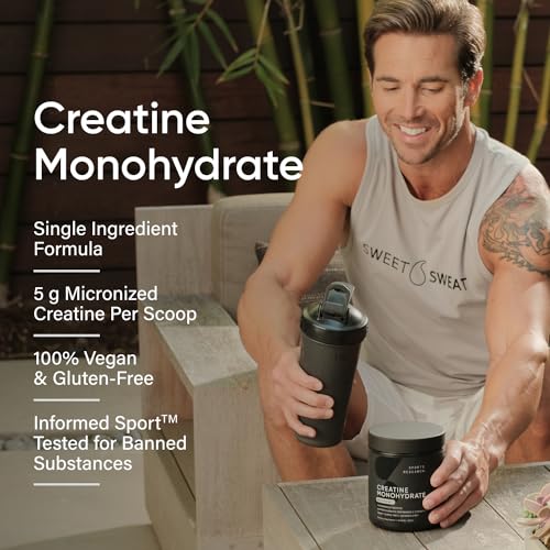 Sports Research Creatine Monohydrate - Gain Lean Muscle, Improve Performance and Strength and Support Workout Recovery - 5 g Micronized Creatine - 10.58 oz - Image 6