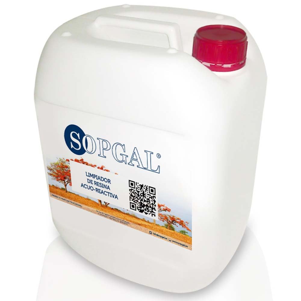 Sopgal Limpiador Resina Acuarreactiva 25L para Equipos de Inyección | Elimina restos de resina en bombas, pistolas y accesorios para mantener un rendimiento óptimo.