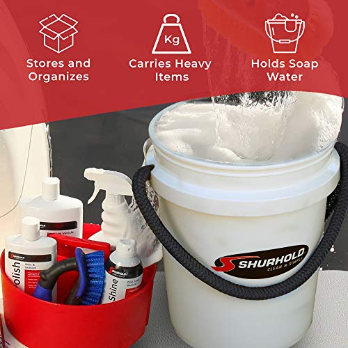 Shurhold Bucket System, 5 Gallon Bucket With Rope Handle, Multipurpose Bucket With Lid, Bucket Caddy, And Bucket Grate, White #TOP4