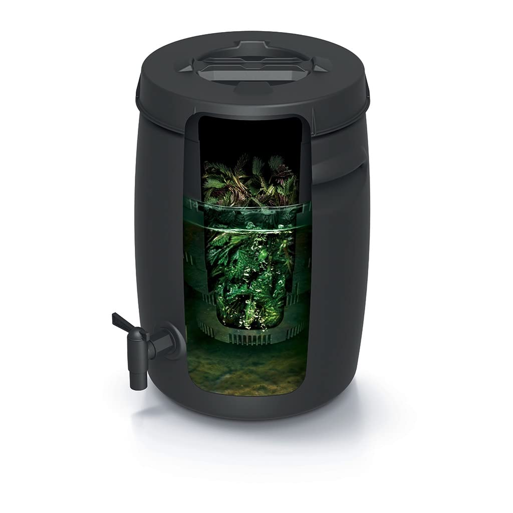Kreher Komposter zur Herstellung von natürlichem Dünger! Ausgestattet mit einem Einsatz, Filter und einem Spender. Fassungsvermögen 25 Liter in Schwarz!
