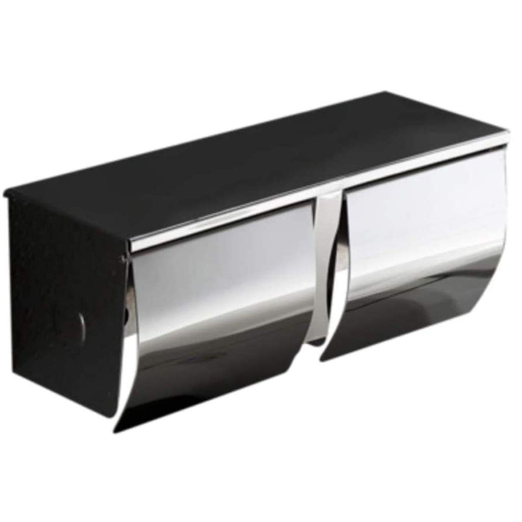 Stały uchwyt na papier toaletowy, Double Toilet Paper Holder Wall Mount Stainless Steel Silver 26.8x10.2x10.2cm