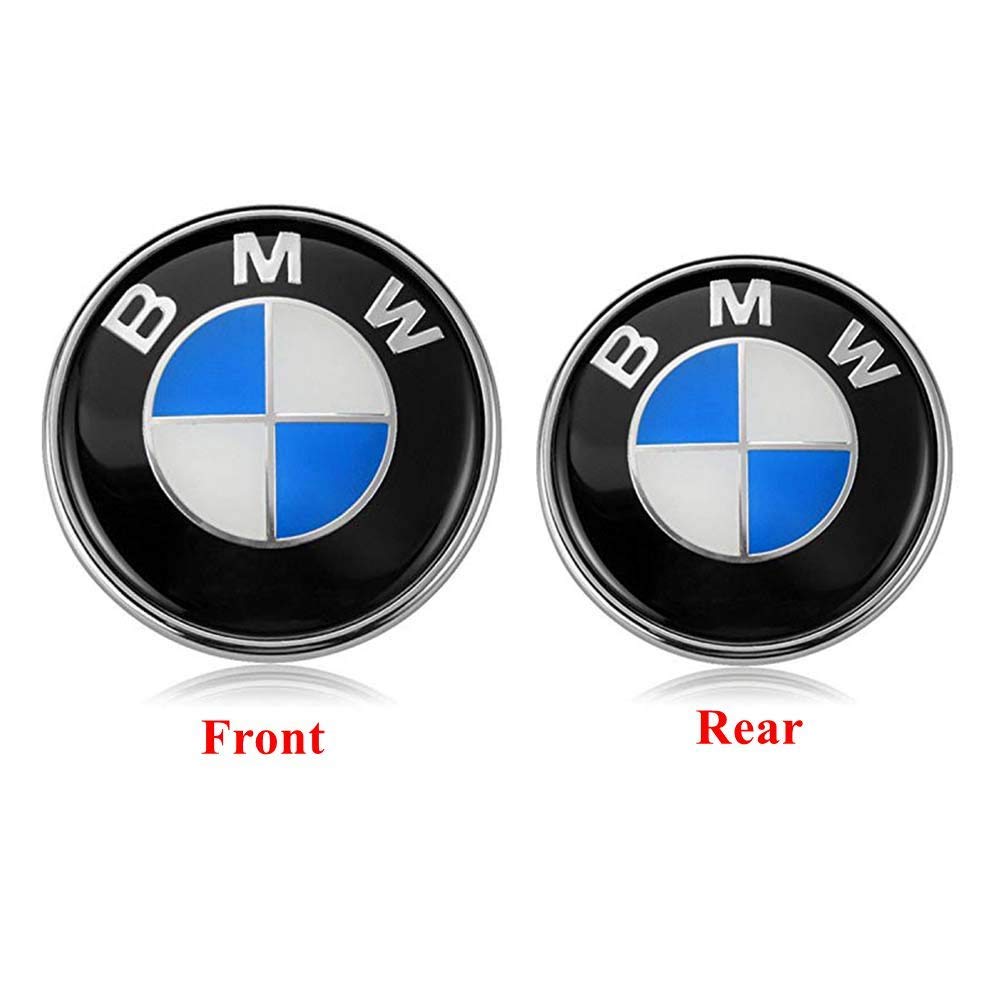 Bearfire BMW Emblems Hood and Trunk, Emblem Logo for BMW Replacement 82mm + 74mm for ALL Models BMW E30 E36 E46 E34 E39 E60 E65 E38 X3 X5 X6 3 4 5 6 7 8 (74mm+82mm)