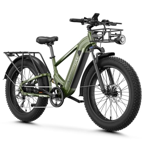 LEONX M2 pro Electric Bike,1800W Peak Motor EBike for Adults, 26'' x 4.0'' Fat Tire Electric Bike with 48V 17.5AH Battery, 36MPH 85Miles Electric Mountain Bike with Front Basket