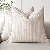 Foindtower set of 2 decorative cotton waffle weave throw pillow covers euro shams cushion covers accent european pillowcase for bed couch sofa bedroom living room home decor 2222 inch oatmeal  urban country home decor