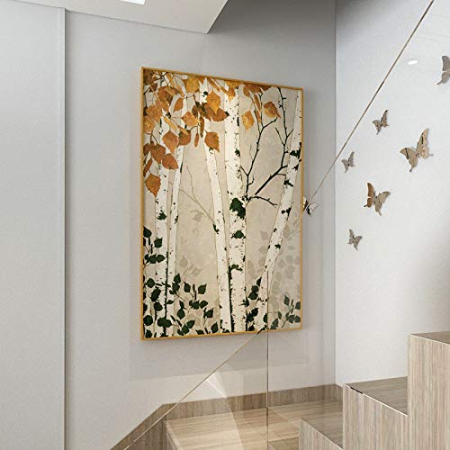 Tableau réaliste de bouleau à l'huile fait main 120 x 180 cm académique