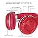 Bluedio T2s Bluetooth Headphones On Ear with Mic, 57mm Driver Rotary Folding Wireless Headset, Wired and Wireless Headphones for Cell Phone/TV/PC, 40 Hours Play Time (Red)