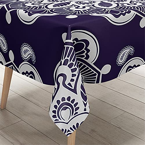 Himlaya 3D Mantel Mesa Rectangular, Manteles Antimanchas Impermeable, Impresión Mandala Mantel Poliéster Usado para Bodas Fiesta Navidad Cumpleaños Restaurante (Mandala Morado,140x140cm) Cover