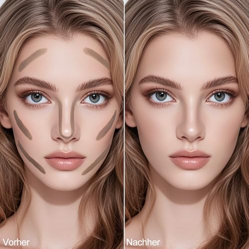 Erinde Kühle Farbtöne Cream Contour Stick, Langanhaltend & Hochpigmentiert Bronzer Stick, Mattes Finish Konturenstift, für Definierte Konturen, Weiche Textur, Leicht zu Verblenden, Vegane Formel, 9g