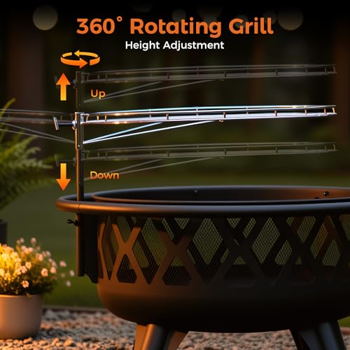 BALI OUTDOORS Outdoor Fire Pit for Wood, Portable Fire Pits for Outside Wood Burning, Patio Firepits for Outside with Grill, Spark Screens - Image 5