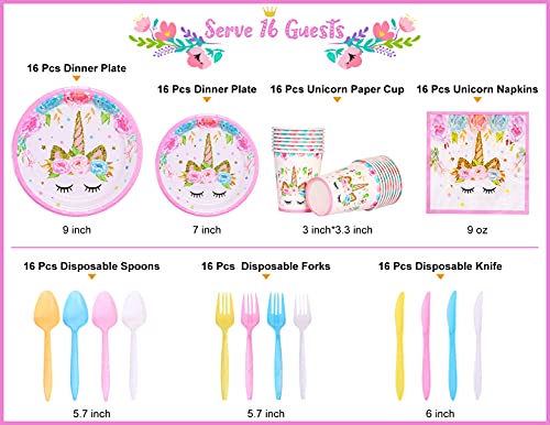 Simnuply Unicorn Birthday Decorations For Girls, Valentines Day Gifts For Kids Serve 16 Guests, Pink Party Decorations Included Unicorn Balloons, Tablecloth, Photo Backdrop, Plates And Napkins #TOP3