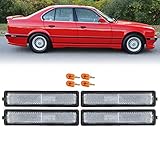 DEPO E30 Side Marker Lights - Euro Clear Front and Rear Bumper Sidemarkers Lamps Compatible with 1984-1991 BMW E30 3 Series / 88-94 E32 7 Series / 89-96 E34 5 Series (Clear Lens, 4 Pieces/set)