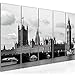 Produktbild Bilder London Big Ben Wandbild 200 x 80 cm Vlies - Leinwand Bild XXL Format Wandbilder Wohnzimmer Wohnung Deko Kunstdrucke Grau 5 Teilig - MADE IN GERMANY - Fertig zum Aufhängen 609655c