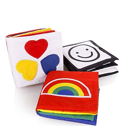 Gearmax Piccolo Libro di Stoffa per Neonato per Lo Sviluppo visivo, Set di Libri di cancelleria Composto da 3 Parti per Lo Sviluppo intellettuale del Bambino