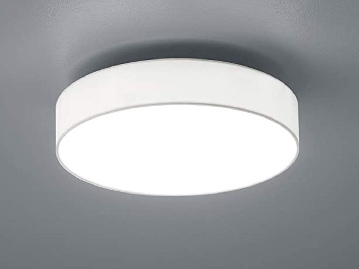 Trio Leuchten 621912401 Lugano A+, LED Deckenleuchte, nickel, 22 watts, Integriert, Stoffschirm Weiß, mit Switch-Dimmer, 40 x 40 x 10.5 cm