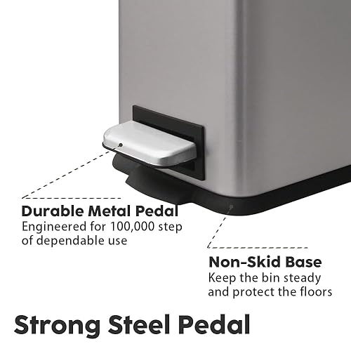 Miniatura 32 de Cubo de basura pequeño para baño con tapa, cubo de basura de 1.3 galones con cubo interior extraíble, cubo de basura delgado con tapa de cierre