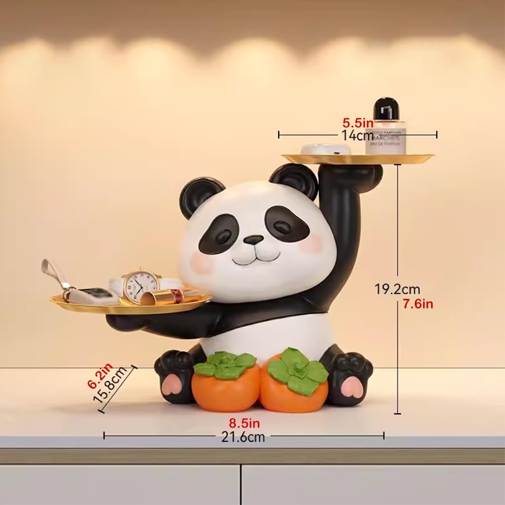 SADEW Panda Statua Decor Rzeźby Ozdobne pudełko do przechowywania Uroczy wystrój domu Taca na klucze, dekoracyjna taca Miska na klucze Biżuteria Organizatory Tace Telefon Monety Zmień zegarki Taca na