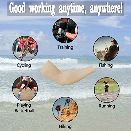 Arm Sleeves For Men And Women, Sleeves To Cover Arms For Men And Women, Gaming Sleeve, Uv Protection Cooling Arm Sleeves, 4-Pairs Anti-Slip Compression Sun Sleeves For Cycling Outdoor Sports Beige #TOP5