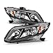 AKKON - Fits 2012 2013 2014 2015 Honda Civic Sedan 12-13 Civic Coupe [Halogen Type] Black Headlights Headlamp Pair Left+Right