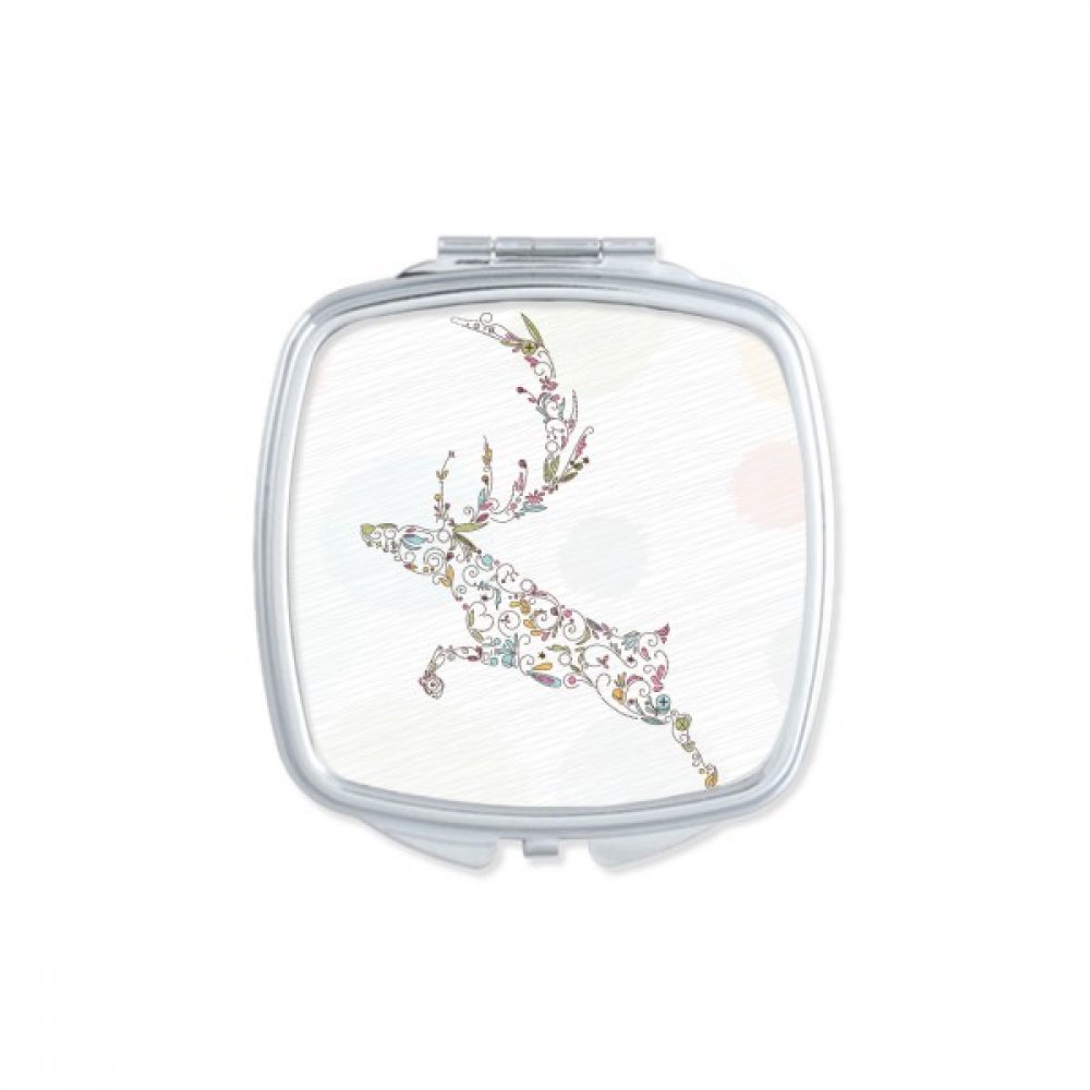 Miroir compact de poche maquillage Noël cerf et neige multicolor