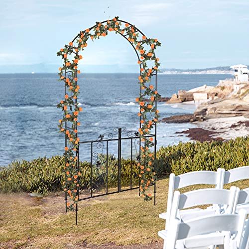 Kintness Garden Arch Arbor With Gate Trellis Arbour Archway For Climbing Plants Outdoor Garden Lawn Backyard … #TOP7