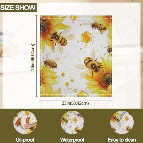 Image of Bees Flying Dishwasher Magnets Decorative Cover,Sunflowers Magnet Fridge Panel Decal for Home Kitchen Decor,23x26 in