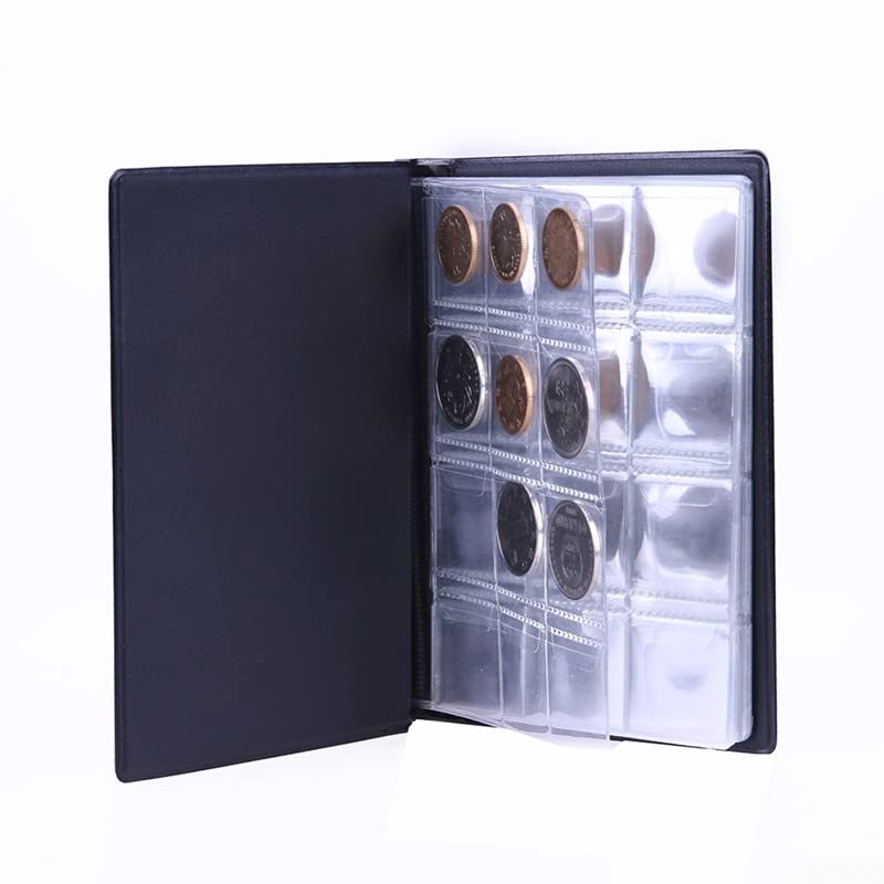 Classeur Pour Pièces De Monnaie - 20 Pages Avec 480 Pochettes Transparentes - Album Collection Numismatique Avec Fermeture Éclair - Noir