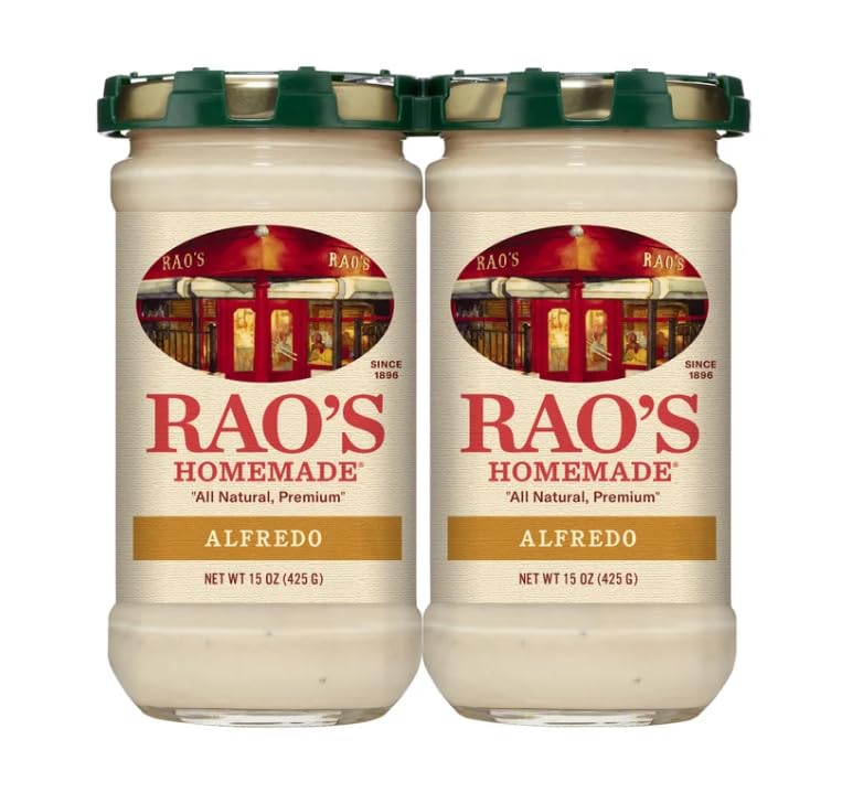 Raos Homemade Alfredo Sauce, 15 oz, 2 Count - Authentic Italian Pasta Sauce - Rich & Creamy with Parmesan and Romano Cheese - No Added Sugar - Gluten-Free & Keto Friendly