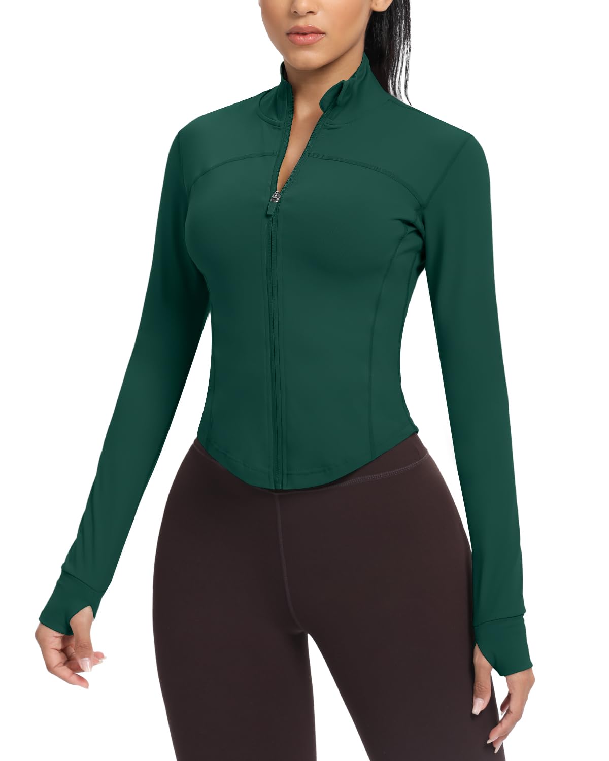 AVGO Women's Cropped Running Workout Jackets Zip Slim Fit Athletic Tops
