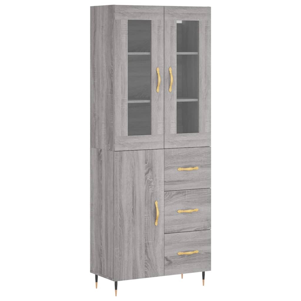 Armadio alto grigio Sonoma, 69,5 x 34 x 180 cm, con piedini in