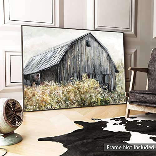 Selitiyer Rustic Bathroom Wall Art Farmhouse Barn Wall Decor Old Barn Poster Country Painting Canvas Art Bedroom Pictures For Wall Home Decor For Living Room Office 24X16 Inch No Frame #TOP2