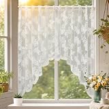 Simsky Schmetterling Spitze Scheibengardinen Modern, Kurzgardinen 150x100cm Transparentgardine, Elegante Gardine Küchenfenster für Café, Küche und Schlafzimmer
