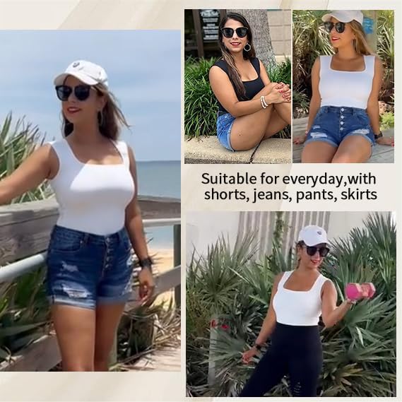 Miniatura 6 de Aranmei Faja moldeadora para mujer, con control de abdomen, para adelgazar, para salir, camiseta sin mangas, tanga sexy con cuello cuadrado