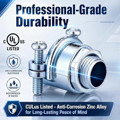 Saysurey 10 Pcs Nm Clamp Type Cable Connectors 1/4 Inch Metal Electrical Box Connectors Wire Clamps for Metallic Conduit Protect Cables Silver, Zinc Alloy by Saysurey - Image 2
