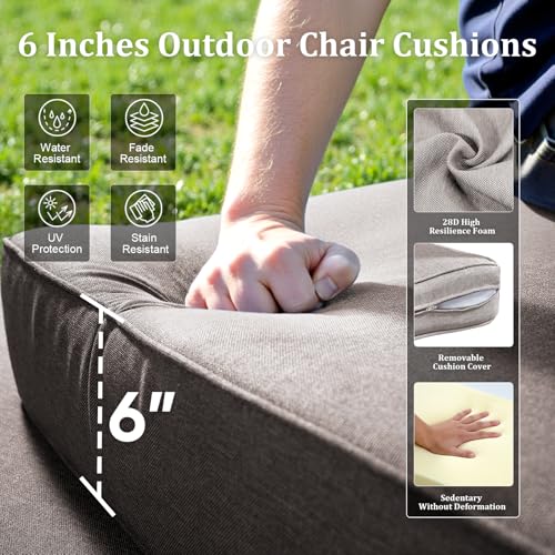 Luxury Patio Furniture Set with 6-inch Thick Cushion, High Back Outdoor Swivel Rocker Patio Chairs Set of 2, 2 PCS Wicker Conversation Set Gliders for Porch, Yard, Deck, Poolside, Grey - Image 6