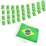 Striscione brasiliano da 15 metri, mini bandiera brasiliana per feste, negozi e bar, decorazioni per esterni, 38 bandiere