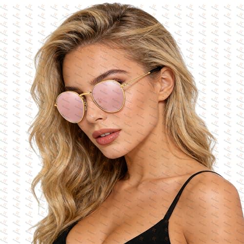 Image of Kursan Small Round Metal Polarized Sunglasses for Men Women Mirrored Lens Classic Circle Sun Glasses