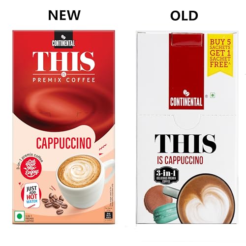 Image of Continental THIS Cappuccino Instant Coffee Powder | 110g (5 Sachets, 22g per each) | 3In1 Instant Premix Flavoured Coffe | Smooth Flavour and Rich Taste | Just Add Hot Water | Cafe Like Coffee