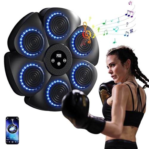 Image of Music Boxing Machine Bluetooth Wall-Mounted with Boxing Gloves, 9 Speed Modes and Counting Mode, Fun-Filled and Safe Exercise for Adults & Children (SS-03)
