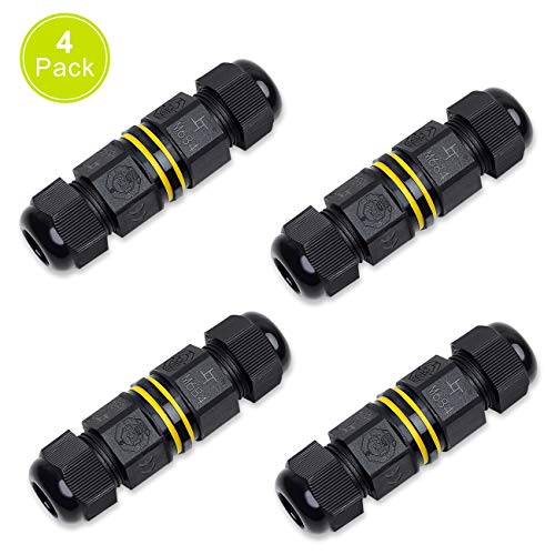 Preisvergleich Produktbild Verbindungsmuffe Kabelverbinder wasserdicht IP68 HAUSPROFI Verbindungsbox Verbindungsmuffe für Ø4-12mm Kabeldurchmesser 4er-Pack Schwarz