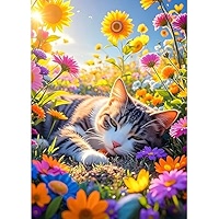 Generisch Diamond Painting Kits,Katze Full Drill Diamant Painting Bilder Erwachsene,Cute Cat 5D DIY Diamond Art Bilder Tiere Diamant Malerei Set für Wand Dekoration 30X40 CM
