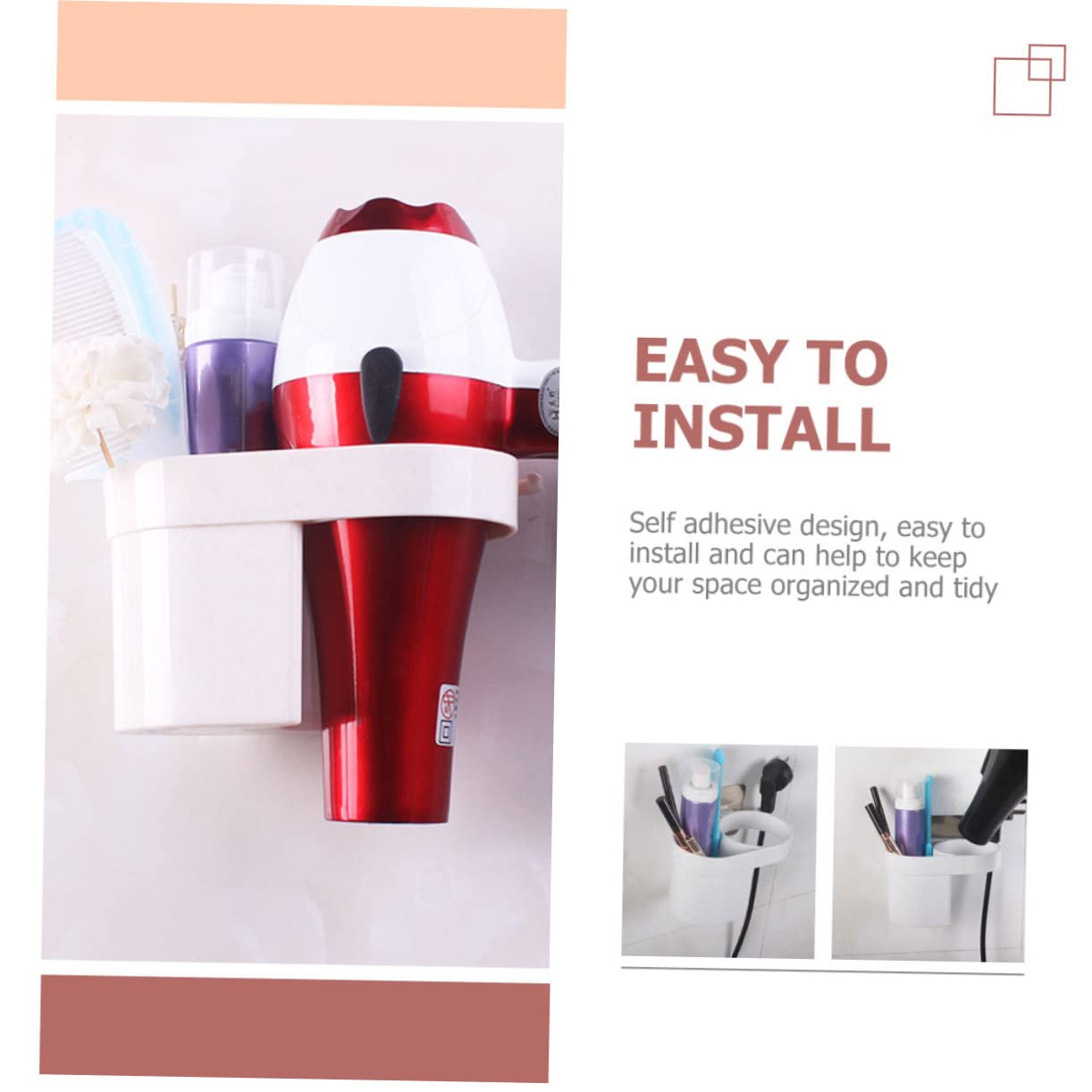 Alipis 3pezzi Supporto Per Asciugacapelli Adesivo Da Parete Organizer Per Phon Installazione Facile Perforazione Design Moderno Per Bagno e Camera Da Letto