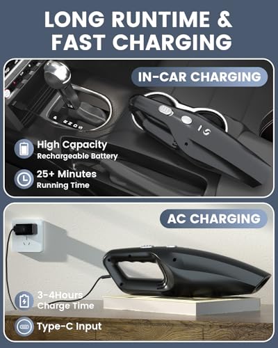 Image of Handheld Vacuum Cordless Mini Car Vacuum Cleaner Portable and Rechargeable with Powerful Suction for Car Home Office and Pet Hair with HEPA Filter and Lightweight