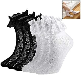 6 Pairs Vintage Ankle Socks Lace Ruffle Frilly Socks Cup Lace Socks